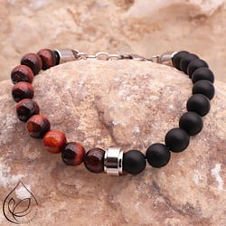 Bracelet homme - Camille Ambiance - Unys - Argenté / onyx / oeil de taureau