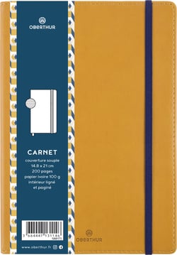 Carnet Oberthur - safran - A5 14,8 x 21 cm - 200 pages lignées