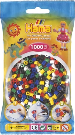 Sachet de perles Hama - 5 mm - 6 couleurs mélangées - 1000 perles