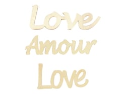 SET 4 MOTS EN BOIS PRECIEUX TRESOR AMOUR COEUR