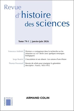 Revue d'histoire des sciences n.79-1 : Janvier-juin 2026
