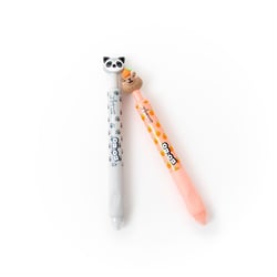 Lot de 2 stylos effaçables Mr Wonderful - Bo-Bo Click! raton laveur et capybara - Pointe moyenne