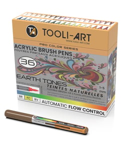 Lot de 36 marqueurs acryliquse Tooli-Art - Teintes naturelles - pointe pinceau
