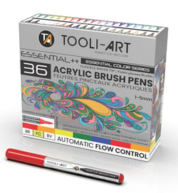 Lot de 36 marqueurs acryliquse Tooli-Art - Set Essentiel - pointe pinceau