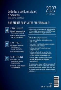 Code des procédures civiles d'exécution (édition 2027)