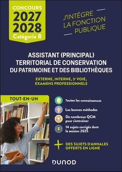 Concours Assistant (principal) territorial de conservation du patrimoine et des bibliothèques - Externe, interne, 3e voie, examens professionnels - Catégorie B - Tout-en-un (édition 2027/2028)