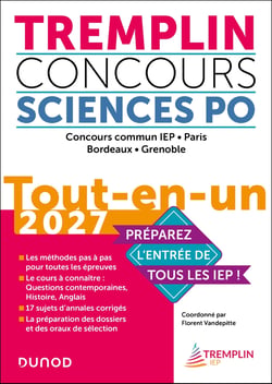 Tremplin Sciences Po : Concours commun IEP, Paris, Bordeaux, Grenoble - Tout-en-un (édition 2027)