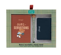 Coffret carnet A6 + stylo effaçable Bo-Bo + porte-cartes Mr. Wonderful - Ours-servations
