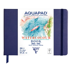 Carnet rembordé rigide Clairefontaine - 21 x 14 cm - Aquapad - 24 feuilles
