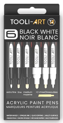 Set de 6 marqueurs acryliques Tooli Art - Noir & Blanc