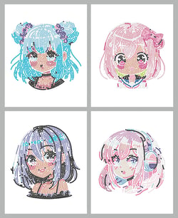 Kit Diamond painting Diamond - Dotzies Flock - 4 animés girls
