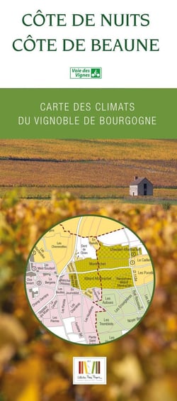 Carte Côte de Beaune et Côte de Nuits (carte routière et vélo-routière pliée) : Climats du vignoble de Bourgogne