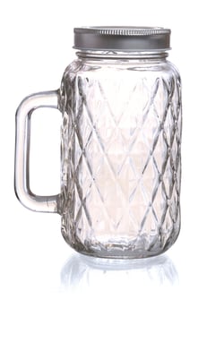 Pot en verre avec poignée - Diamant - 710 ml