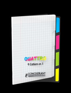 Cahier Conquerant - transparent - 4 compartiments - 17 x 22 cm 