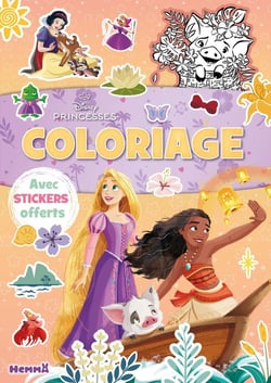 Disney Princesses - Coloriage avec stickers offerts (Raiponce et Vaiana bateau)
