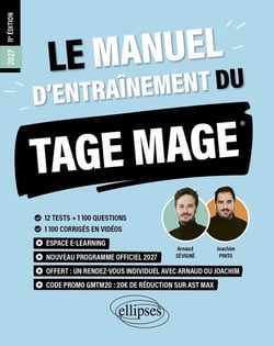 Le Manuel d'Entraînement du TAGE MAGE : 12 tests blancs + 1100 questions + 1100 vidéos