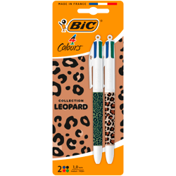 Lot de 2 Stylos bille 4 couleurs BIC - Léopard - Pointe moyenne