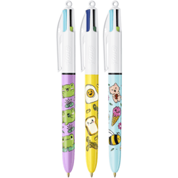 Pack de 3 stylos bille 4 couleurs BIC - Série Kawaii - Pointe moyenne
