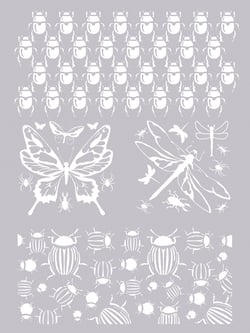 Pochoir pâte polymère - Insectes - 11,7 x 25 cm
