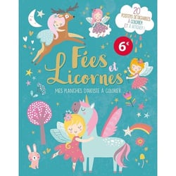 Mes planches d'artiste à colorier - fées et licornes