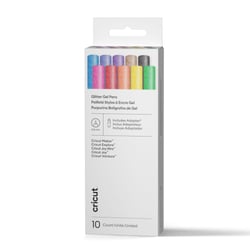 10 Stylos gel pailleté avec adaptateur - Cricut™ - 0,8 mm - Collection arc-en-ciel
