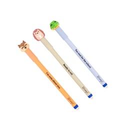 Lot de 3 stylos effaçables Mr Wonderful - Bo-Bo - Morse, Suricate, Hippopotame