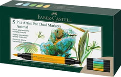 5 feutres Pitt Artist Pen Dual Marker - Faber Castell - animals