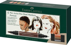 5 feutres Pitt Artist Pen Dual Marker - Faber Castell - portrait