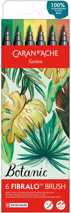Lot de 6 Feutres Caran d'ache - Fibralo - botanic - pointe moyenne