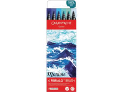 6 feutres pinceaux Caran d'Ache - Classic Fibralo - pointe Brush 0.5-5mm - Marine