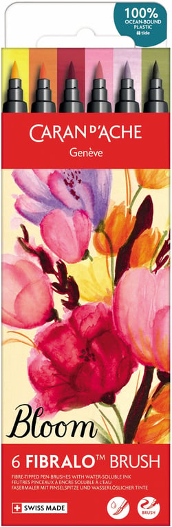 6 feutres pinceaux Caran d'Ache - Classic Fibralo - pointe Brush 0.5-5mm - Bloom