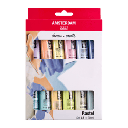 Set de 12 tubes 20 ml de peinture acrylique Amsterdam - Standard Series - Pastel