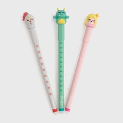 Lot de 3 stylos effaçables Mr Wonderful - Bo-Bo princesse, chevalier et dragon - Pointe moyenne