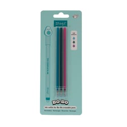 Lot de 3 recharges pour stylo effaçable Mr Wonderful - Bo-Bo - Bleu clair, vert et violet