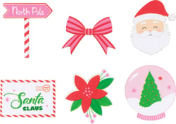 Set de 6 silhouettes en bois  - Artemio - Santa Baby - Rose, blanc, rouge et vert