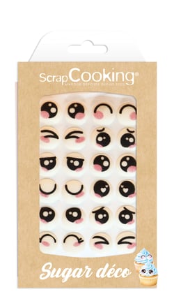 Lot de 24 décorations en sucre ScrapCooking® - Yeux kawaii