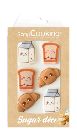Lot de 6 décorations en sucre ScrapCooking® - Petit-déj kawaii