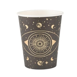 Lot de 8 gobelets Artyfêtes - Cosmic Spirit - Carton - Noir et or - 255 ml