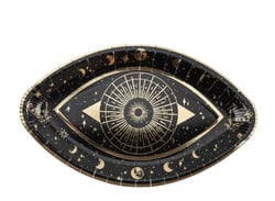 Lot de 8 assiettes Artyfêtes - Halloween Cosmic Spirit - Carton - Noir et or - 30 x 18 cm
