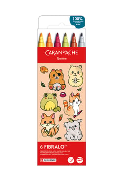6 feutres Fibralo™ Caran d’Ache - Kawaii Animals