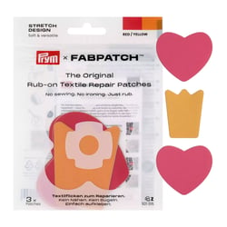 Lot de 3 patchs de réparation Rub on Patch Fabpatch Prym - Coeur rose/jaune