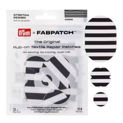 Lot de 3 patchs de réparation Rub on Patch Fabpatch Prym - Stretch rayé noir/blanc