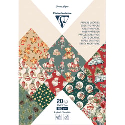 Bloc de 20 feuilles à motifs - Clairefontaine - A4 (21 x 29,7 cm) - Souvenirs de noël - Papier imprimé 160 g/m²