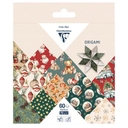 Pochette de 60 feuilles de papier origami - Clairefontaine - 15 x 15 cm - Souvenirs de Noël - Papier 70 g/m²