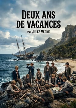 Deux ans de vacances : Une aventure palpitante de Jules Verne, où un groupe d'enfants échoués sur une île déserte lutte pour sa survie, confronté aux défis de la nature et aux tensions internes.
