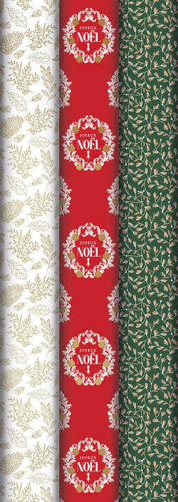 Rouleau de papier cadeau Clairefontaine - Noël - Modèles aléatoires - Vendu à l'unité