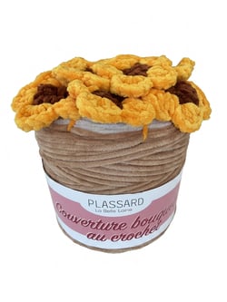 Bouquet à crocheter Plassard - Tournesol, vase marron