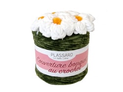Bouquet à crocheter Plassard - Pâquerette, vase vert