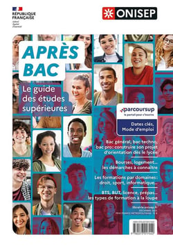 Après bac, le guide des études supérieures : Parcoursup : dates clés, mode d'emploi les clés pour construire son orientation aprés un bac général,bac techno ou bac pro Les formation par domaine droit, sport, ..et par filiere  BTS, BUT, licences, pr