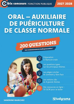 Oral - auxiliaire de puériculture de classe normale - 200 questions (Catégorie B - Concours 2027-2028)